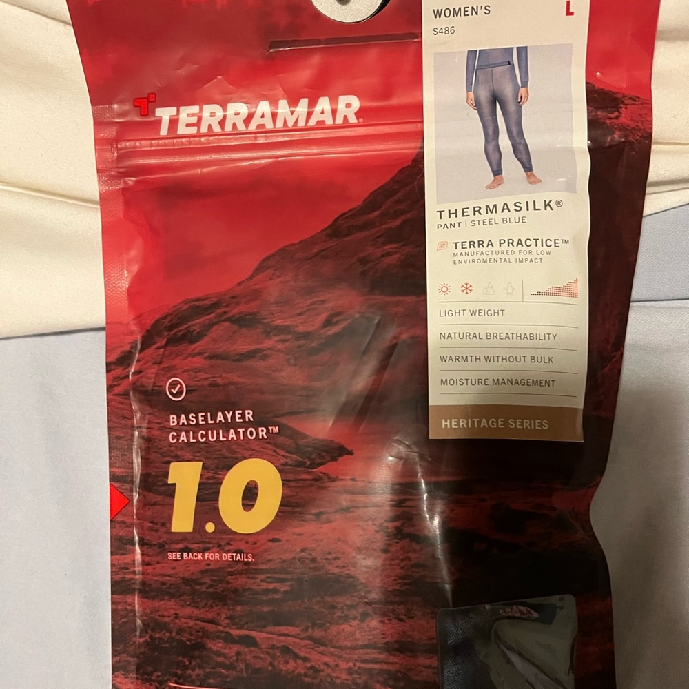 Terra-mar Thermasilk long underwear, size L women's in blue steel - NWT